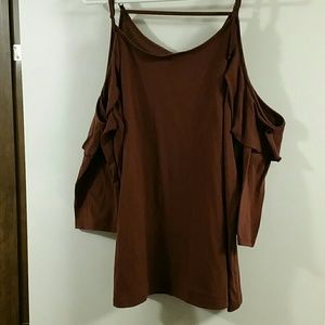 Plus size Maroon Cold Shoulder Blouse